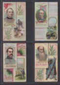Cigarette cards, USA, Duke's, Histories of Generals, 'X' size, 4 cards, Gen. R.E. Lee, Gen. J.A.