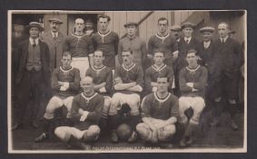 Football postcard, Welsh International Team, 1919, photographic card showing the Welsh side from the