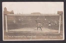 Football postcard, at Old Trafford, Manchester, Bradford City v Newcastle United, FA Cup Final