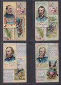 Cigarette cards, USA, Duke's, Histories of Generals, 'X' size, 4 cards, Gen. Hancock, Gen'l. N Lyon,