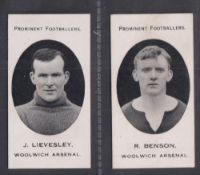 Cigarette cards, Taddy, Prominent Footballers (London Mixture), two cards, R. Benson (gd) & J.