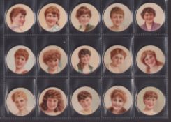 Cigarette cards, USA, Kinney, Novelties, Beauties (Circular, thick card), 'K' size, grey back, 17