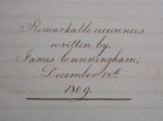 Ephemera, a small journal with marbled soft cover boards entitled 'Remarkable Occurrences Written by