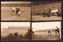 Football postcards, England v Scotland, 1st April, 1911, played at Goodison Park, Liverpool. Four