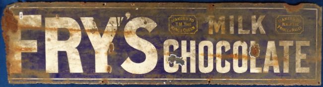 Collectables, original Fry's Milk Chocolate single sided enamel sign, (approx. size 12 x 48