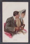 Tobacco Postcard, Wills, Postcard showing a glamour subject 'Affinities' signed by Alonzo Kimball,