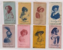 Tobacco silks, USA, American Tobacco Co, Actresses M sized, 36 various colours; Turkey Red brand (