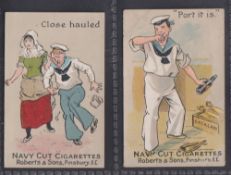Cigarette cards, Robert's, Nautical Expressions (Navy Cut Cigarettes), two cards, 'Close