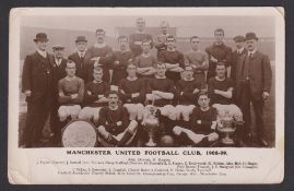 Football postcard, Manchester United, 1908-09, photographic card showing the squad, officials &