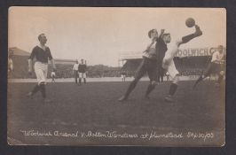 Football postcard, Woolwich Arsenal v Bolton Wanderers at Plumstead, 30th September 1905,
