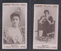 Cigarette cards, Phillips, Beauties - 'HUMPS' (Awarded 7 Gold Medals 1895' at base), two cards, ref.