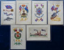 Postcards, Silks, a selection of 6 military and naval embroidered silks inc. R.B Royal Berkshire