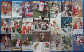 Postcards, Christmas, 70+ cards to include Father Christmas (17), children, snowballs, snowman,