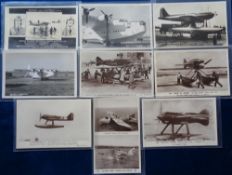 Postcards, Aviation, a selection of 9 cards of flying boats and Schnieder Trophy aircraft. All