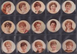 Cigarette cards, USA, Kinney, Novelties, Beauties (Circular, thick card), 'K' size, red back, 15