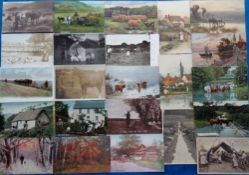Postcards, Rural, approx. 90 cards to include scenes, cattle, ploughing, gardens, poultry, horses,
