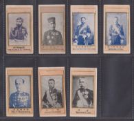 Cigarette cards, Japan, Murai Bros., Japanese Personalities, seven cards, all with backs in brown,