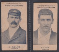 Cigarette cards, Wills (Australia), Cricketers Series (Grey Scroll Back, No Frame), two type