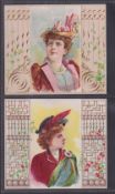 Cigarette cards, USA, Duke's, Beauties (Folders), 'P' size, four cards, backs in green, ref. N96,