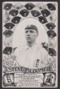 Football postcard, Steve Bloomer, Derby County & England, b/w printed card showing Bloomer in