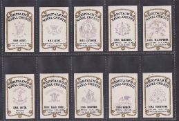 Cigarette cards, Anon, Britain's Naval Crests, 44 cards (3 with slight back damage, most with