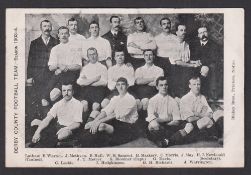 Football postcard, Derby County FC, printed b/w teamgroup card by Blakey Bros of Nottingham includes