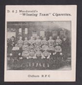 Cigarette card, D. & J. MacDonald, Cricket & Football Teams ('Winning Team Cigarettes'), type