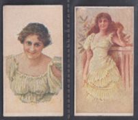 Cigarette cards, J. & F. Bell Ltd, Beauties (Tobacco Leaf & Scotia back), two cards, ref. H32,