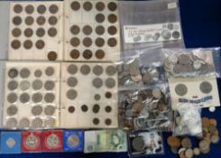Coins, 100s coins, mostly UK but some foreign to include 82g 1920-46 silver UK coins, 12 x £2 coins,