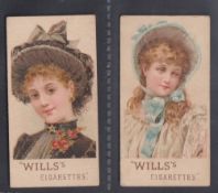 Cigarette cards, Wills, Beauties (No Inset, Scroll back), two cards, Wills ref. book no 103, Fig.