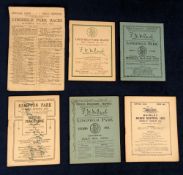 Horseracing, racecards, 6 racecards, Shirley (Croydon) 11th Mar 1935, Kempton Park, 8th Oct 1920 &