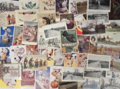 Postcards, Mixed Subjects, approx. 450 cards, RPs, printed and artist drawn to include House of