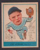 Trade card, USA, Goudey Gum, Baseball Cards, 1938, type card, no 271, Joseph 'Joe' Vosmik, Red