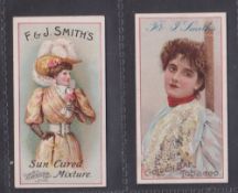 Cigarette cards, Smith's Advertisement cards, 2 cards, both Beauties, 'Sun Cured Mixture' & '