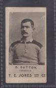 Cigarette card, T E Jones & Co, Welsh Rugby Players type card D Sutton Cwmbran slight off centre