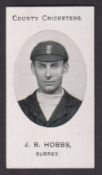 Cigarette card, Taddy, County Cricketers, J B Hobbs of Surrey (vg)