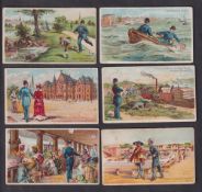Cigarette cards, USA, Buchner, American Scenes with a Policeman, 'X' size, 95mm x 57mm, six cards,
