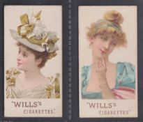 Cigarette cards, Wills, Beauties (No Inset, Scroll back), two cards, Wills ref. book no 103, Fig.