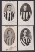 Football postcards, Newcastle United, four photographic b/w player portrait cards, circa 1905,