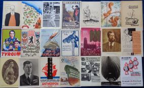 Postcards, a mixed subject collection of over 100 oversize/continental size cards, with adverts