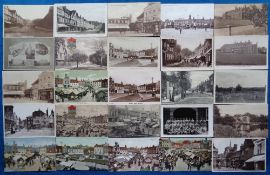 Postcards, Hitchin, 125+ cards, mainly RPs and printed to include the Market Square, Bancroft, The