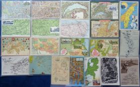 Postcards, a mixed map selection of 21 cards, with 2 Tuck published cards of Oxford St Regent's