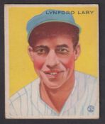 Trade card, USA, Goudey Gum, Baseball Cards, 1933, type card, no 193, Lynford Lary, New York Yankees