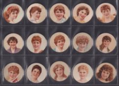 Cigarette cards, USA, Kinney, Novelties, Beauties (Circular, thick card), 'K' size, blue back, 20