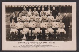Football postcard, Glasgow Rangers FC., b/w photographic card showing Rangers FC Scottish Cup