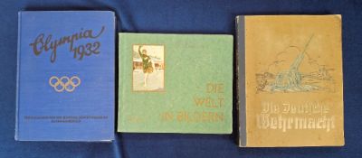 Cigarette cards, Germany; 3 completed Tobacco Albums with cards stuck in; Anon Bilderdienst Deutsche