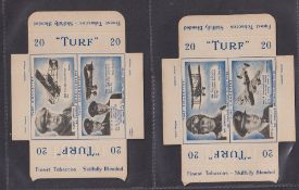 Cigarette cards, Carreras Turf uncut slides, Famous British Fliers, 2 per card uncut pairs (set 25