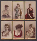 Cigarette cards, USA, Buchner, Actresses (Unnamed), six cards, 'X' size, approx. 100mm x 60mm, cream