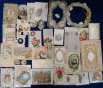 Ephemera, Victorian Scraps and card parts, 100s of loose items for making cards to include scraps,