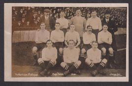 Football postcard, Tottenham Hotspur Cup Team 1910, b/w photographic card teamgroup card by Jones of